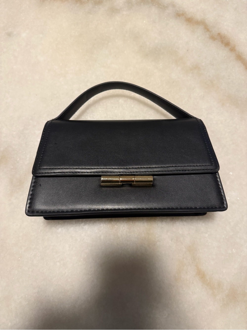 H&M Black Mini Top-Handle Bag with Gold Clasp